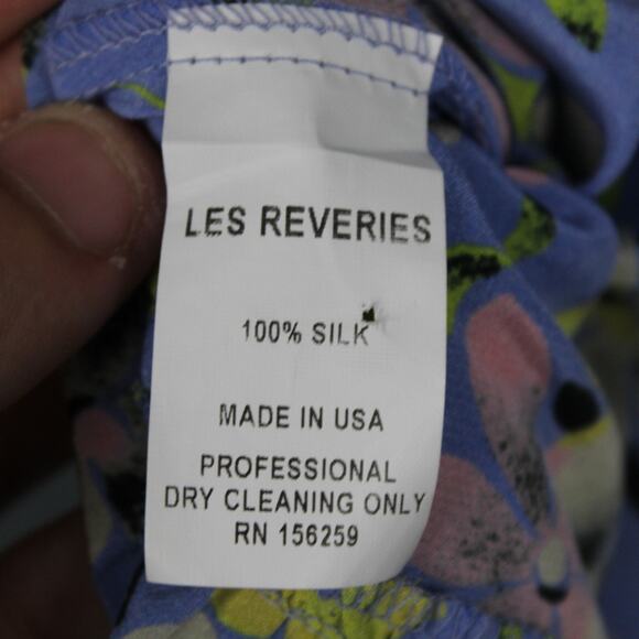 Les Reveries Dress Women Small Floral Print Silk Midi Ruffle Whimsical Boho Chic - Picture 7 of 9